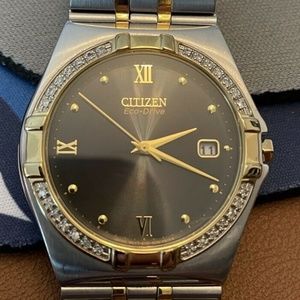 Citizen Two-Tone Eco-Drive 24-Diamonds Mens Watch
